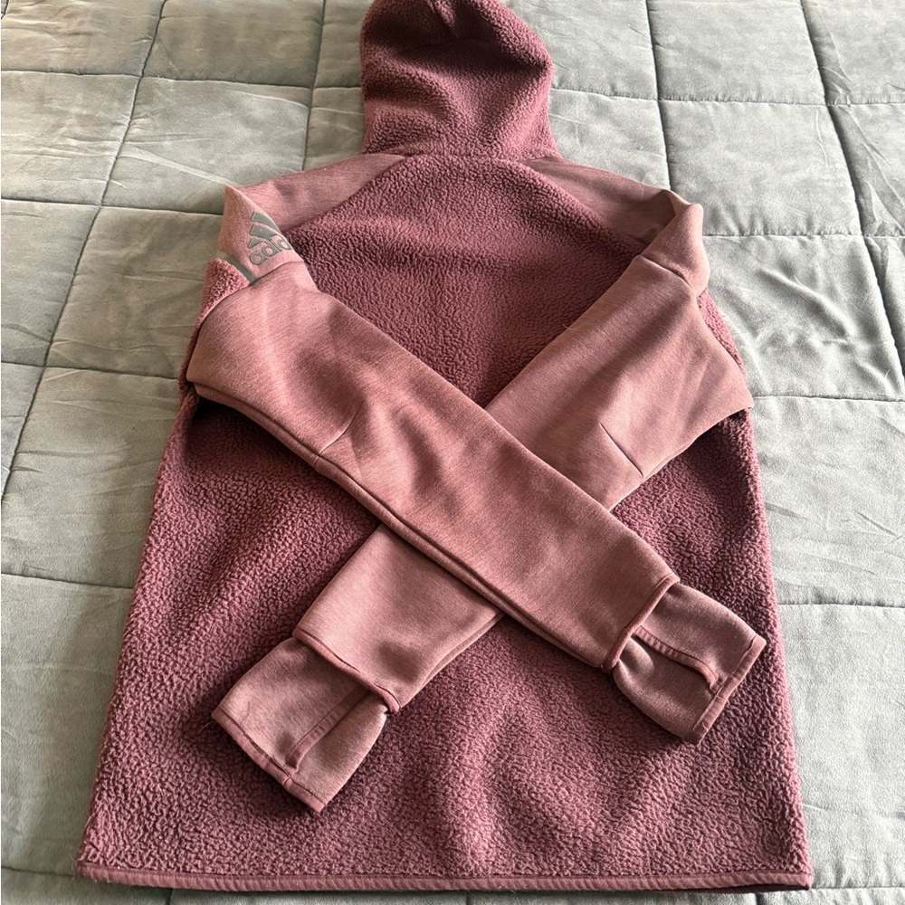 Adidas Performance Fleece Burgndy Zip Up Hoodie size Medium - Picture 6 of 9